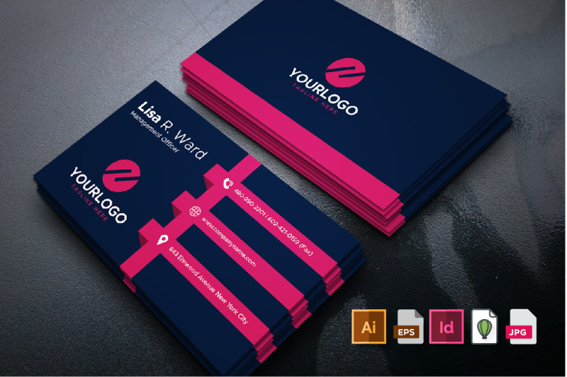 Modern And Simple Business Card Template By M9 Design | TheHungryJPEG