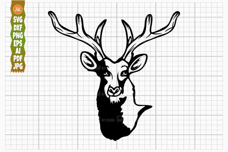 Deer Head SVG PNG DXF, Deer Silhouette, Deer Hunting Svg, Deer Clipart ...