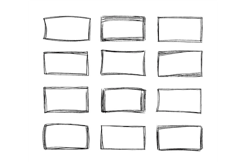 Set hand drawn rectangle. stock vector. Illustration of grunge - 100837618
