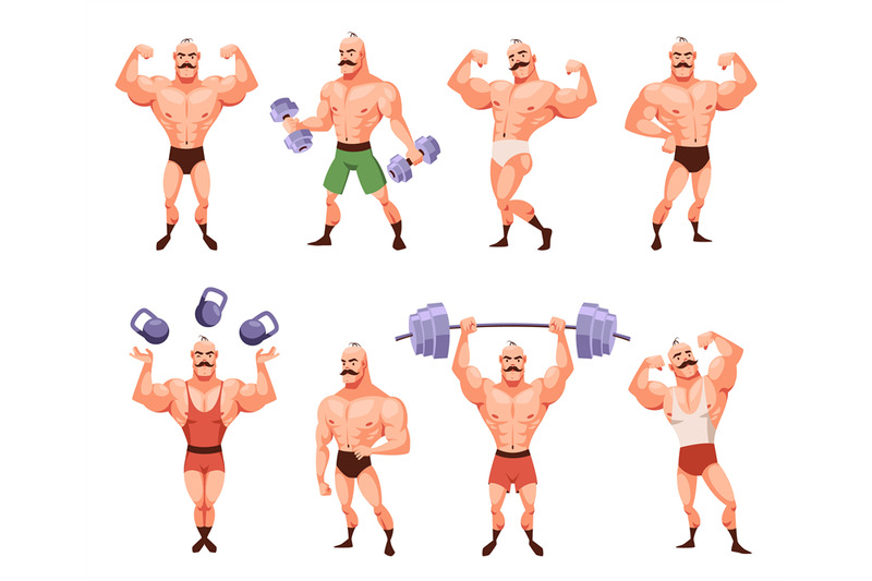 strong man body cartoon