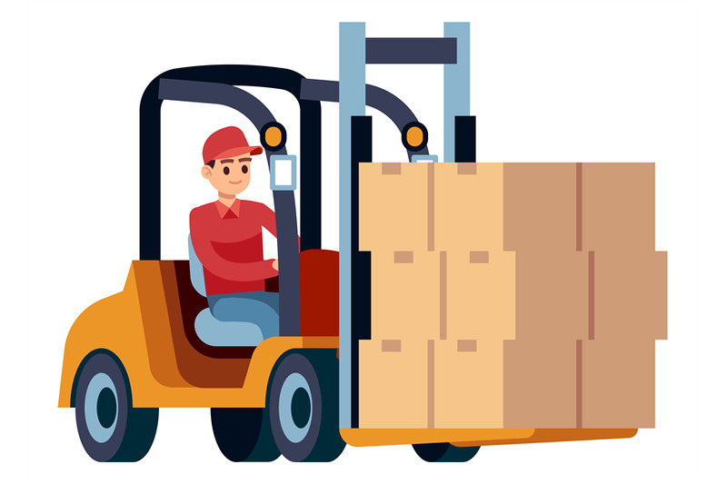 Warehouse forklift icon. Storage shipping logistic machine By YummyBuum ...