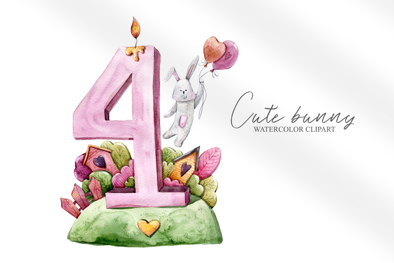 Watercolor cute bunny clipart /sublimation - 1 PNG FILE By Tiana Geo ...