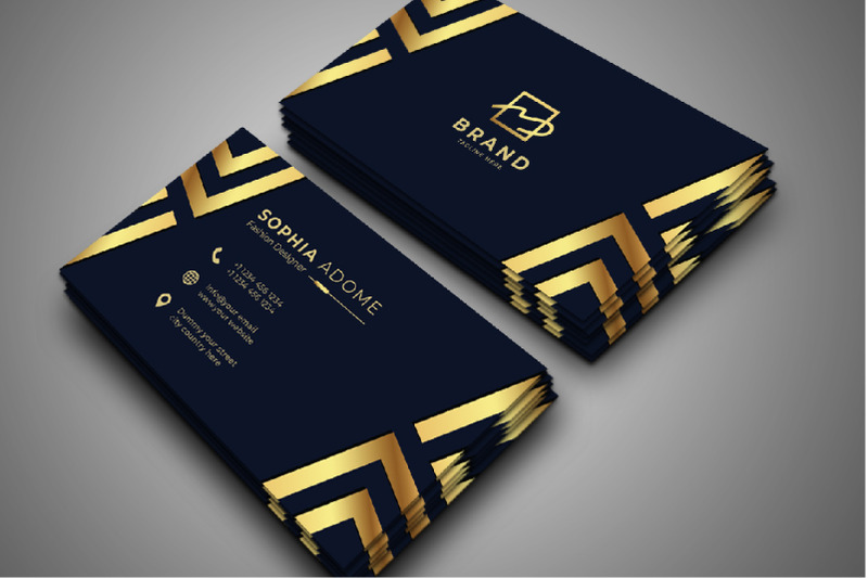 Luxury Gold Blue Creative Business Card By M9 Design | TheHungryJPEG