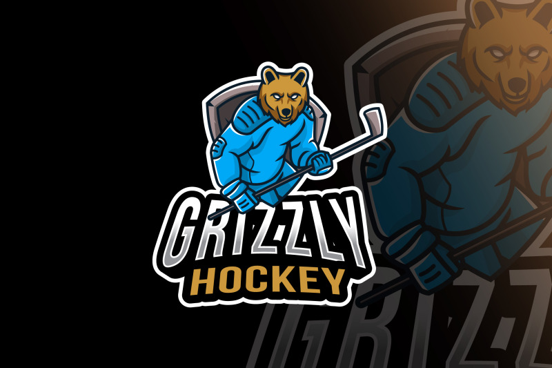 Grizzly Hockey Sport Logo Template By IanMikraz Studio | TheHungryJPEG