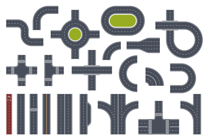 Road toolkit elements. Transport paths constructor. Various interchang ...