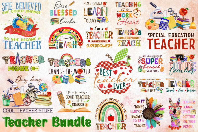 Best Teacher Design Bundle By Zemira | TheHungryJPEG