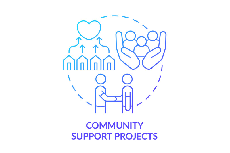 Community support projects blue gradient concept icon By bsd studio ...