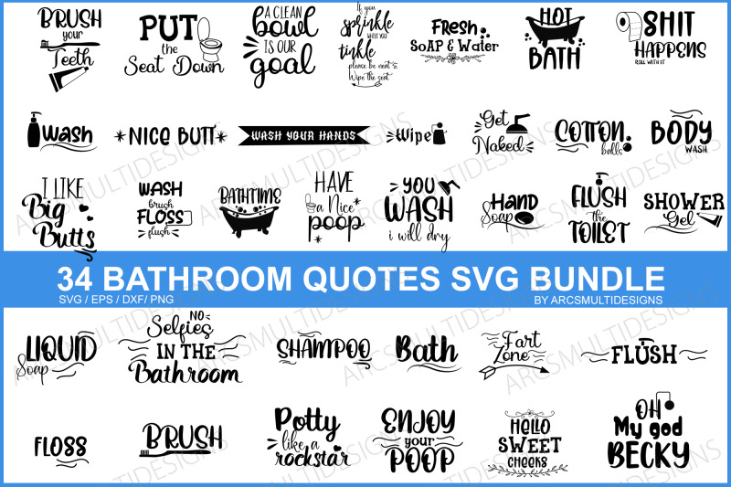 Bathroom quotes svg bundle By ArcsMultidesignsShop | TheHungryJPEG