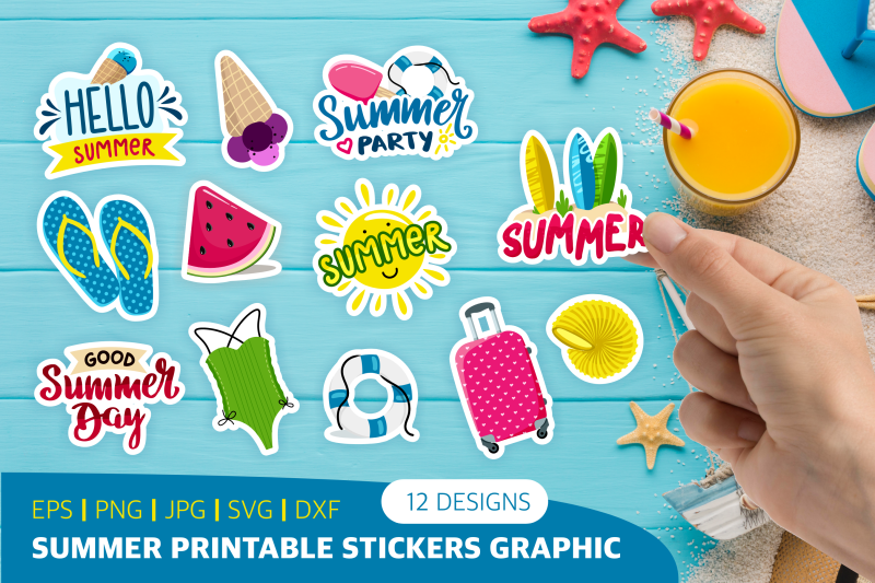 Summer Printable Stickers Graphic By Nastya Art | TheHungryJPEG