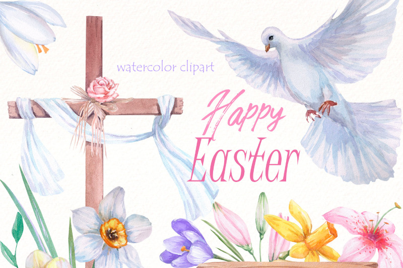 Easter watercolor clipart bundle| Spring flowers png | Dove By ...