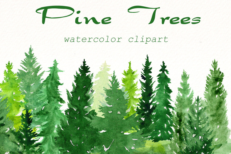 Pine Trees watercolor clipart | Landscape clip art | forest png. By ...