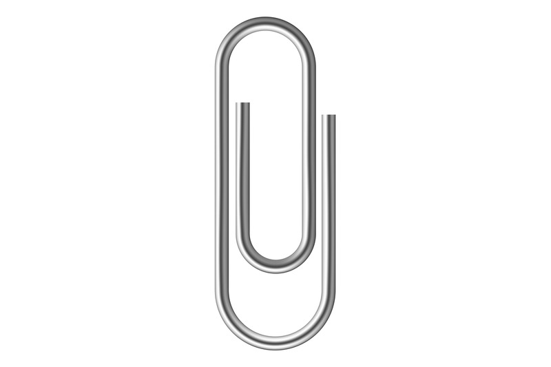 Pin paper clip. Realistic metal glossy fastener, document sheets paper ...