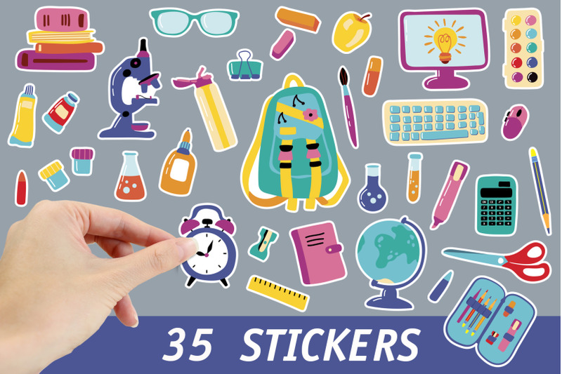 Back to school stickers By HelgaKOV | TheHungryJPEG