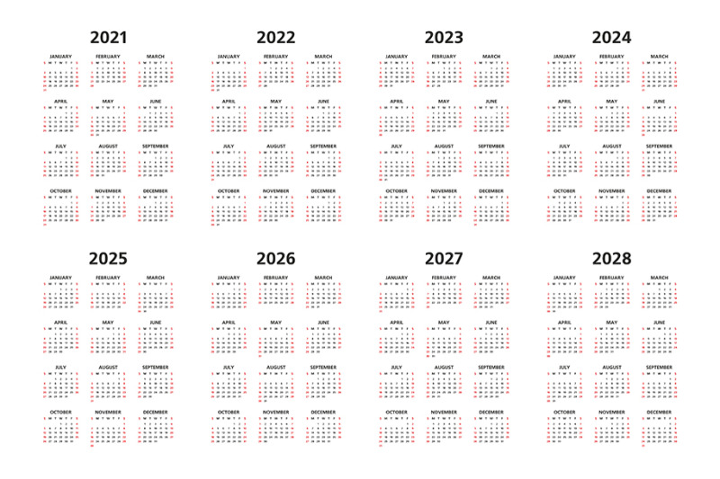 Calendar 2021, 2022 and 2028 By Volyk | TheHungryJPEG