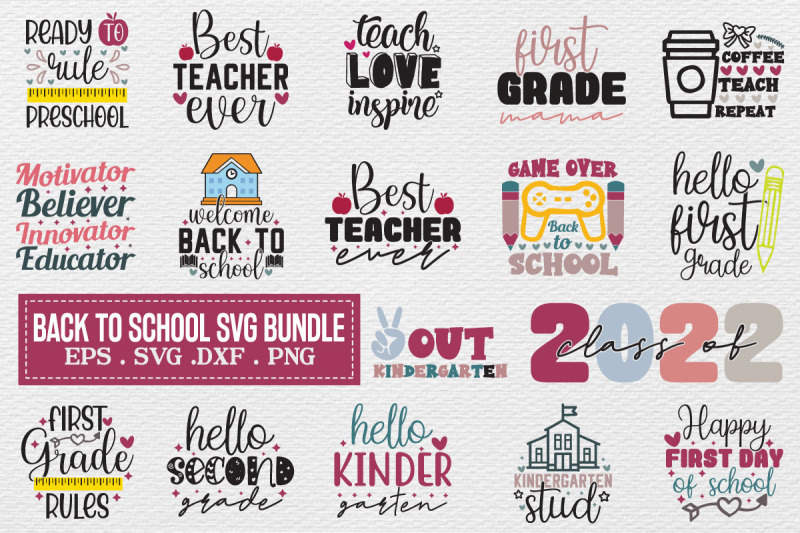 Back to School Svg Bundle By creativesvgzone | TheHungryJPEG