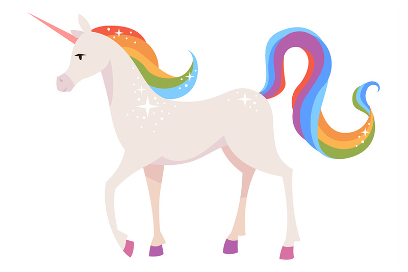 Unicorn icon. Magic fairytale creature with rainbow tail By YummyBuum ...