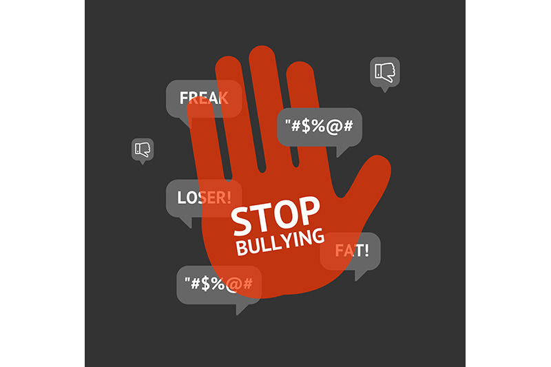 Stop Bullying Concept with Hand Gesture. Vector By Mouse design store ...