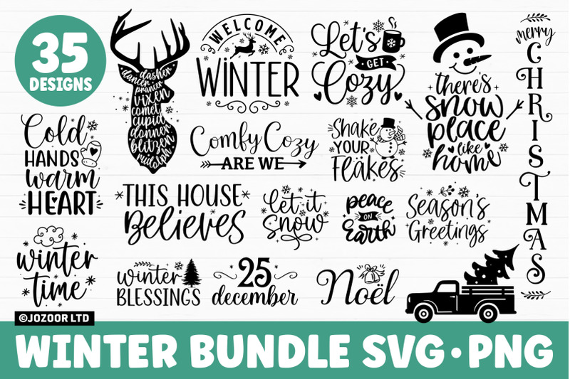 Winter Christmas SVG Bundle By Jozoor | TheHungryJPEG