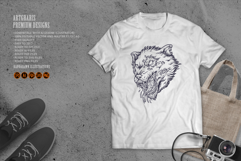 Silhouette scary werewolf head svg By artgrarisstudio | TheHungryJPEG