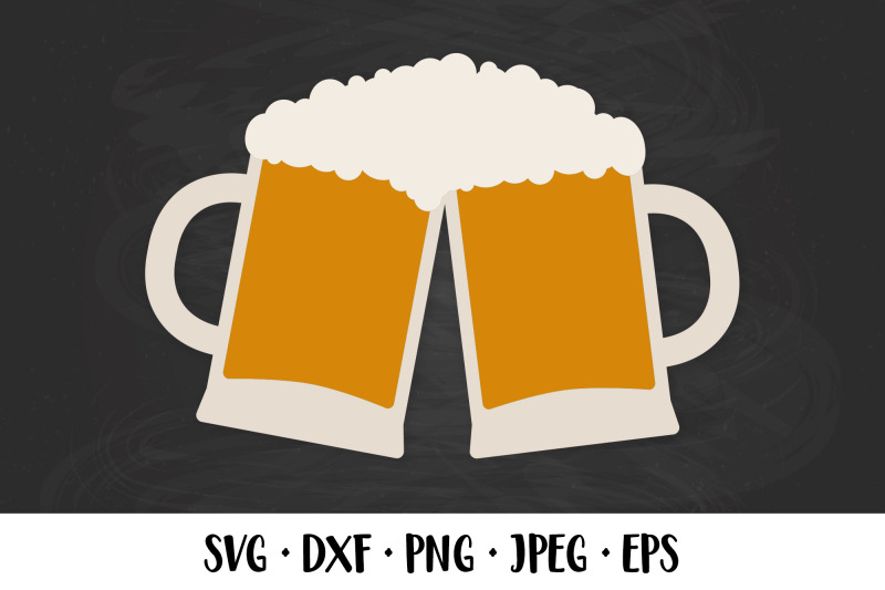 Beer Svg. Two Clinking Beer Mugs With Foam By Labelezoka 