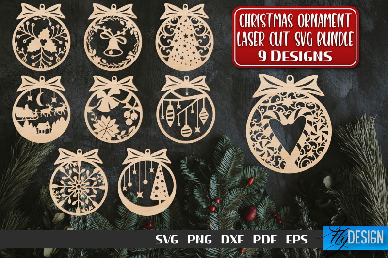 Christmas Ornament Laser Cut Bundle | Laser Cut SVG By Fly Design ...