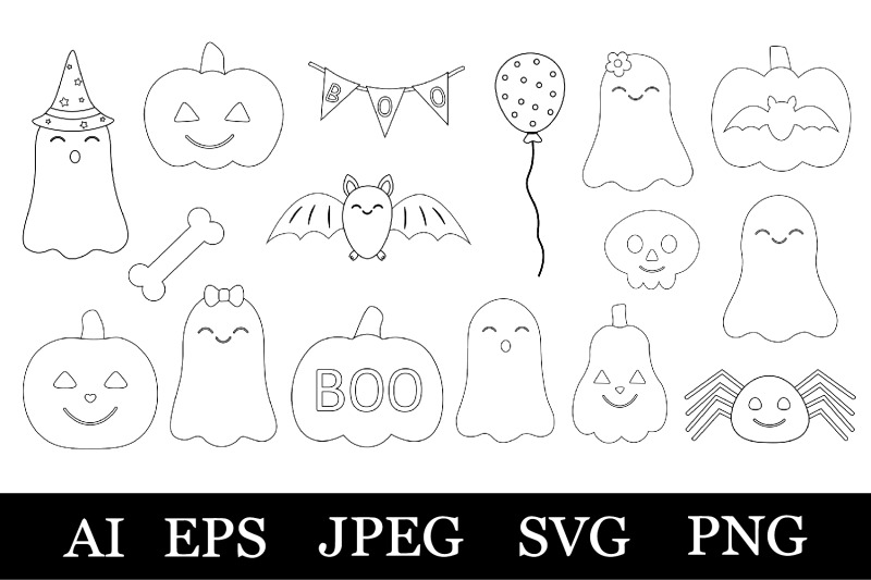 Cute Halloween coloring. Halloween graphic. Halloween SVG By ...