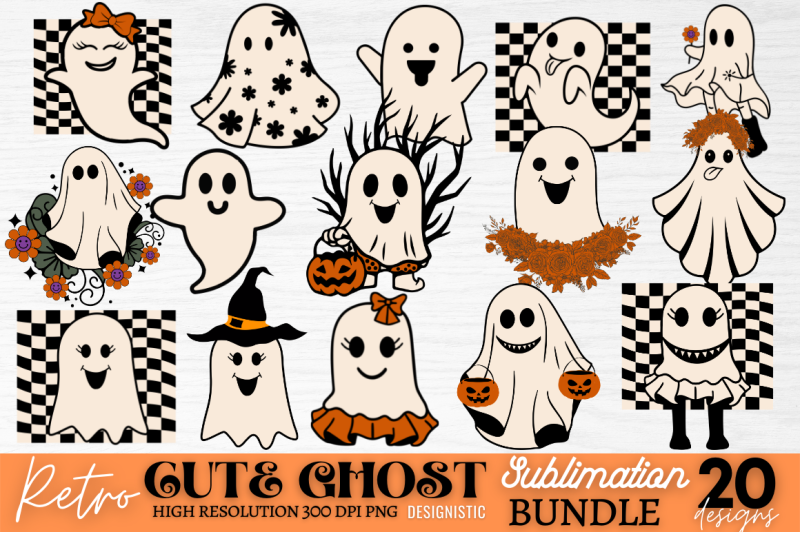 Retro Ghost Halloween Sublimation Bundle, Ghost Halloween Sublimation ...