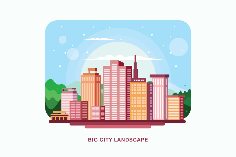 Big City Landscape Vector Illustration By IanMikraz Studio | TheHungryJPEG