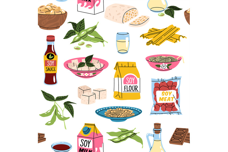 Meat seamless pattern. Pieces of meat and meat products. Food