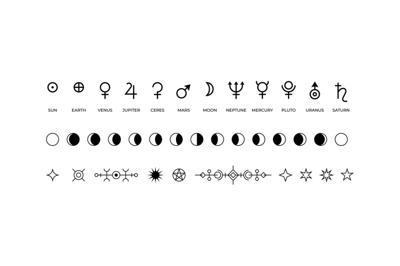 solar system black and white