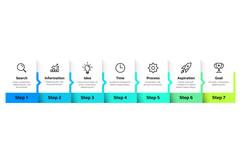 Step diagram. Flowchart infographic, sequence of business process. Squ ...