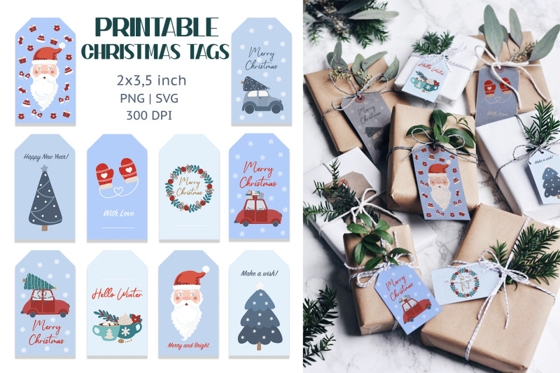 Christmas tags. Printable Gift tags with Merry Christmas By Dysenkart ...