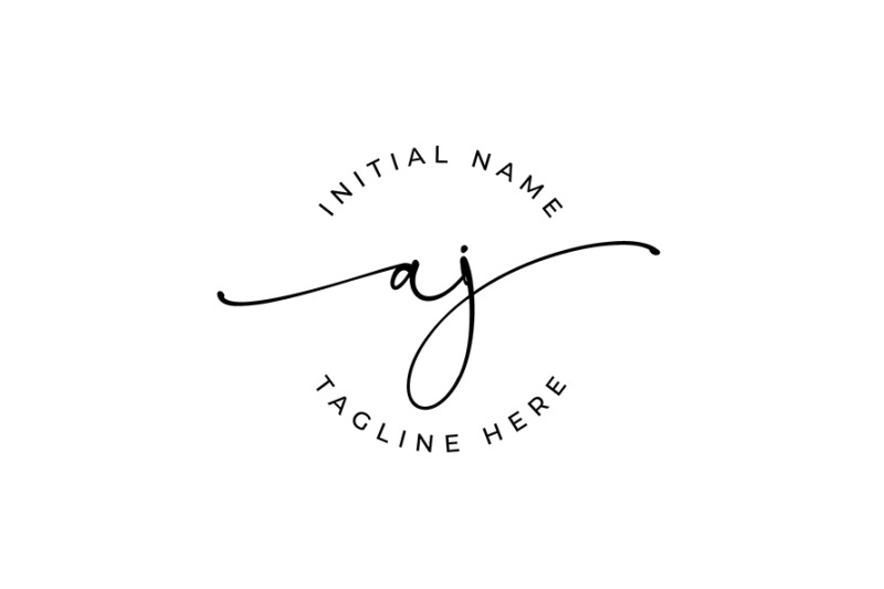 Handwritten Logo, Premade Logo, Aj Initial Letters, Monogram By Smart 