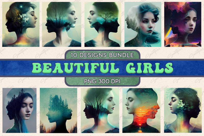 Beautiful Girl T-shirt Design Bundle By Zemira | TheHungryJPEG