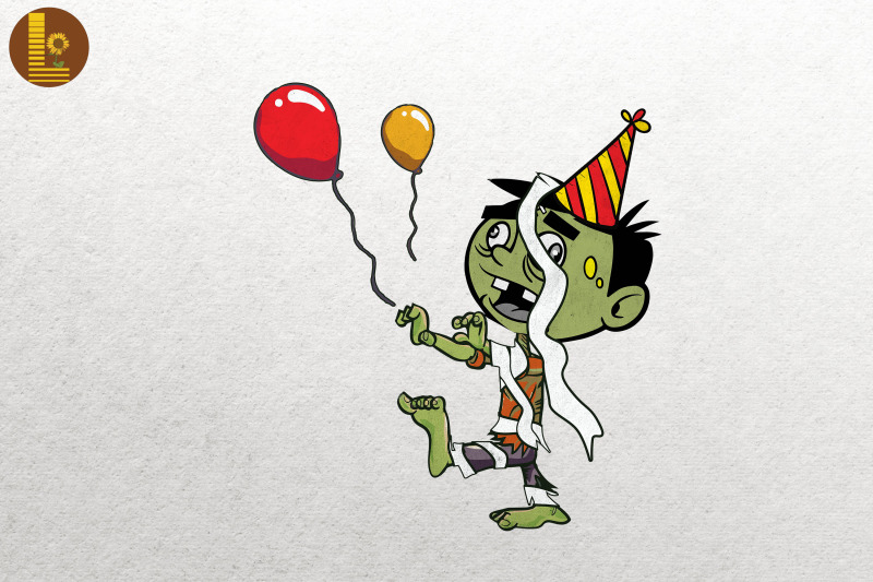 Zombie Birthday Balloon Halloween By Mulew Art | TheHungryJPEG