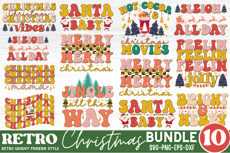 Retro Christmas Svg Bundle By Designistic 