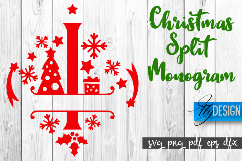 Christmas Split Monogram SVG Home Design SVG Xmas SVG By Fly Design TheHungryJPEG