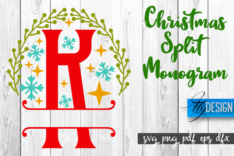 Christmas Split Monogram SVG Home Design SVG Xmas SVG By Fly Design TheHungryJPEG