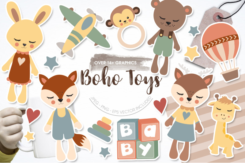Boho Toys By Prettygrafik Design | TheHungryJPEG