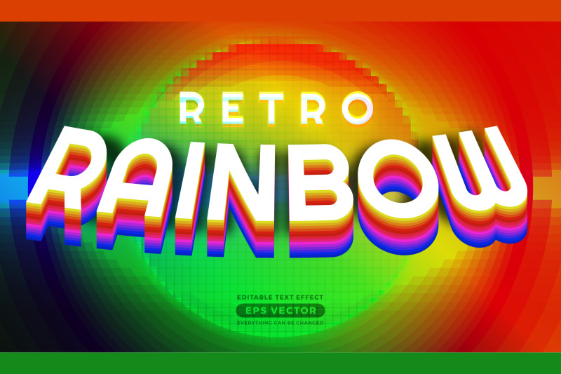 Retro rainbow layer editable text effect style with vibrant theme real ...