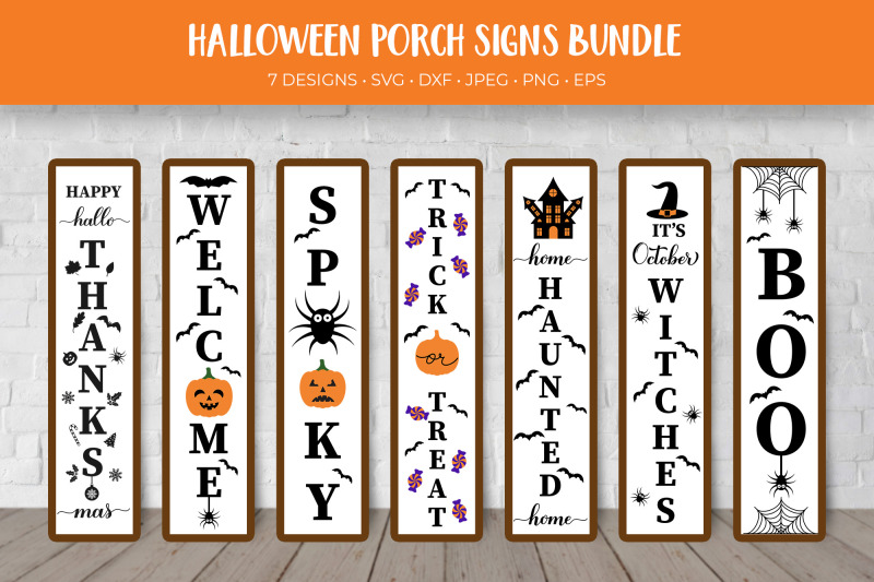 Halloween Porch Sign SVG bundle. Halloween Vertical Signs By LaBelezoka ...