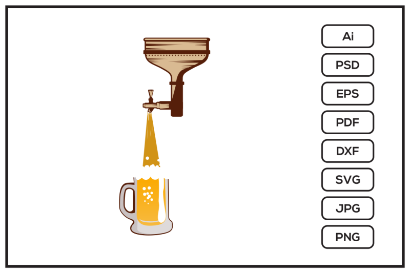 Brewery funnel beer taps design illustration By leamsign TheHungryJPEG