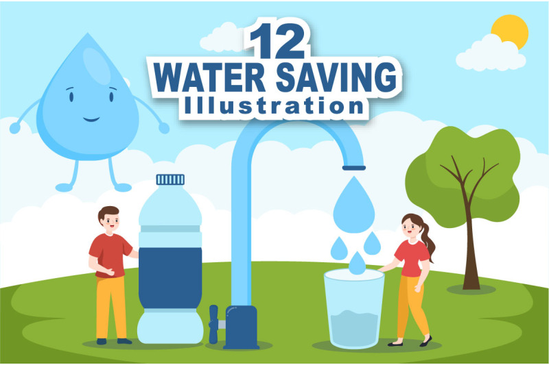 12 Water Saving Illustration By denayunethj | TheHungryJPEG