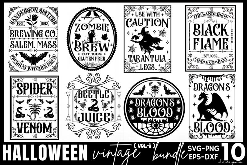 Vintage Halloween Sign Bundle By DESIGNS DARK | TheHungryJPEG