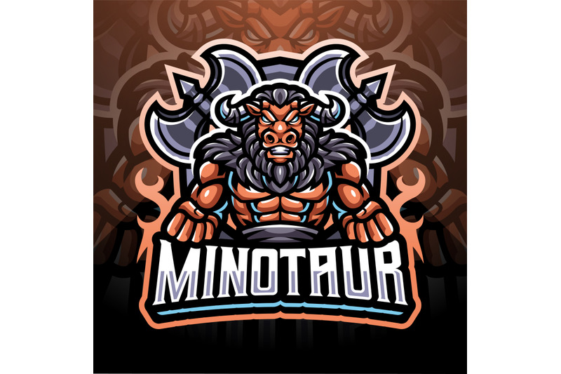 Minotaur esport mascot logo design By Visink | TheHungryJPEG