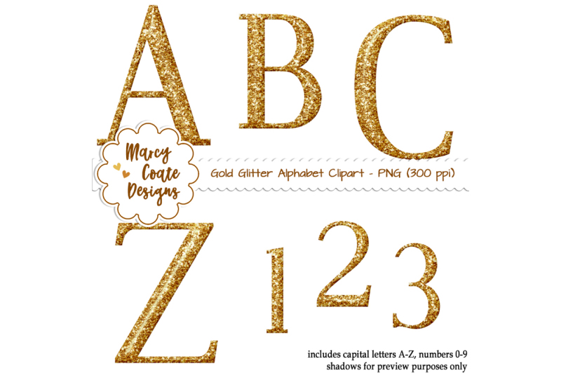 Gold Glitter Monograms By Marcy Coate | TheHungryJPEG