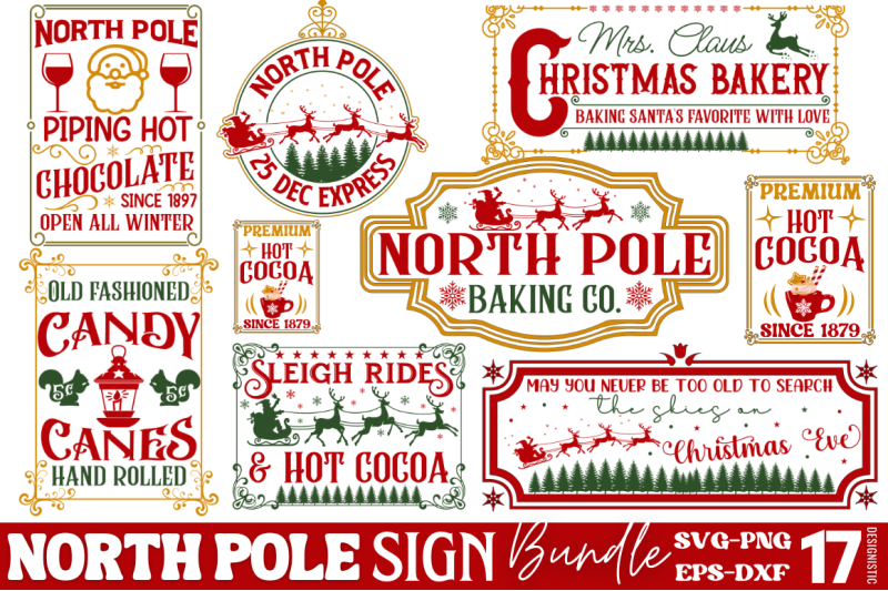 North Pole Sign SVG Bundle By DESIGNS DARK | TheHungryJPEG