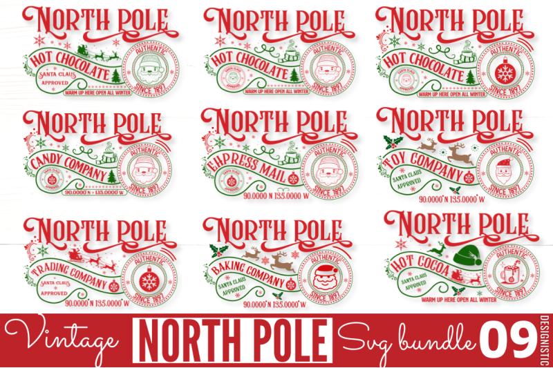 Vintage North Pole SVG Bundle By DESIGNS DARK | TheHungryJPEG