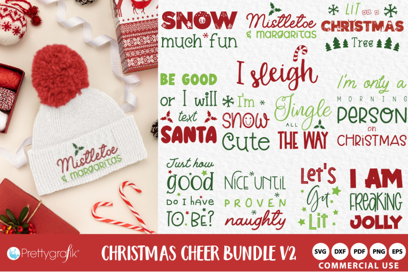 Christmas Cheer Quotes Bundle V2 By Prettygrafik Design | TheHungryJPEG