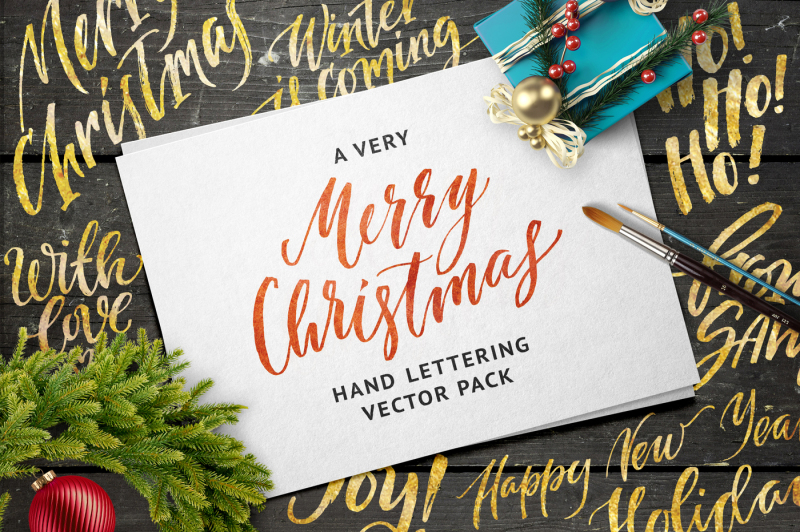 Merry Xmas — Hand-lettering Vector By Spencerian Sisters | TheHungryJPEG